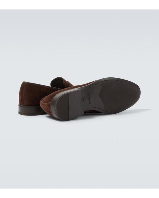 Canali Brown Suede Penny Loafers for men