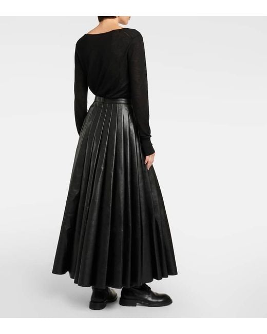 Falda midi plisada de piel sintetica Junya Watanabe de color Black