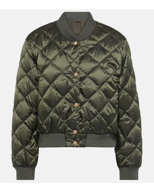 Max Mara Green Bsoft Quilted Bomber Jacket