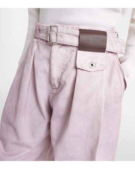 Jeans Anchos Con Cinturon Loewe de color Pink