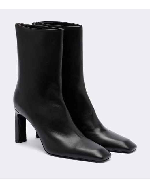 Totême Black Leather Ankle Boots