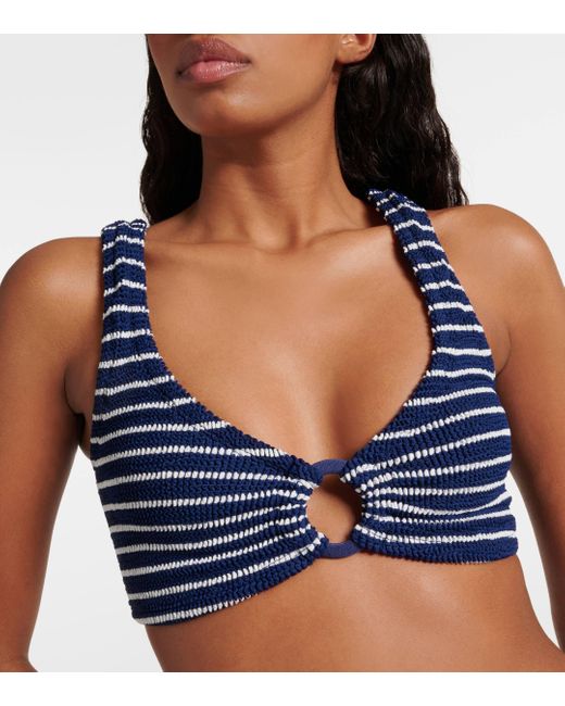 Hunza G Blue Hallie Striped Ring-detail Bikini