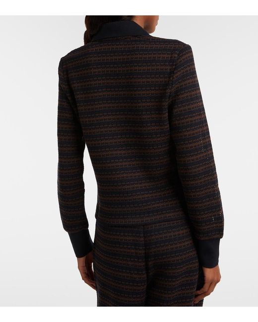 Veronica Beard Blue Kamal Striped Polo Sweater