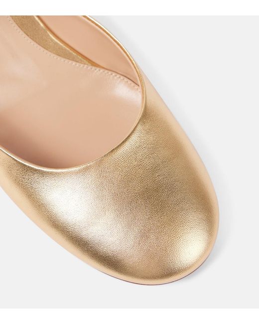 Gianvito Rossi Natural Tivoli 45 Metallic Leather Mules