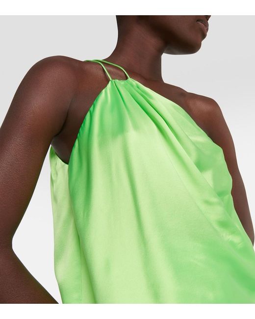 The Sei Green One-shoulder Silk Satin Top