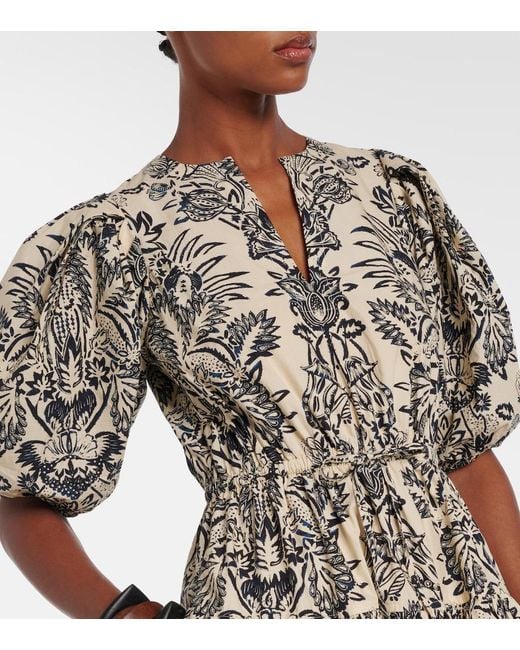 Ulla Johnson White Harriet Printed Cotton Poplin Midi Dress