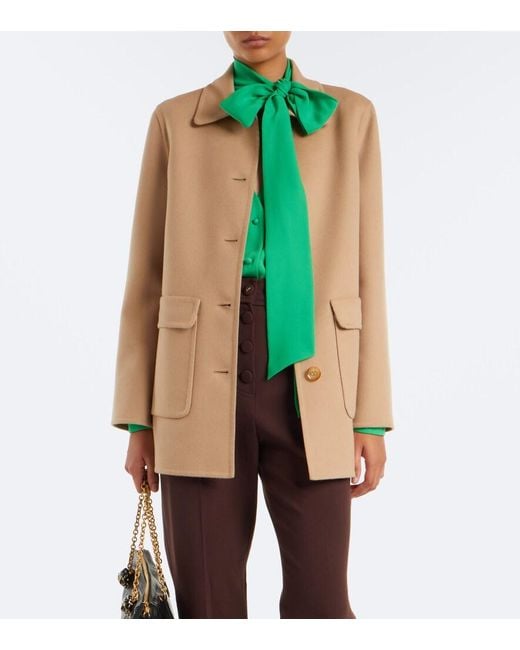 Valentino Natural Vlogo Wool And Cashmere Jacket