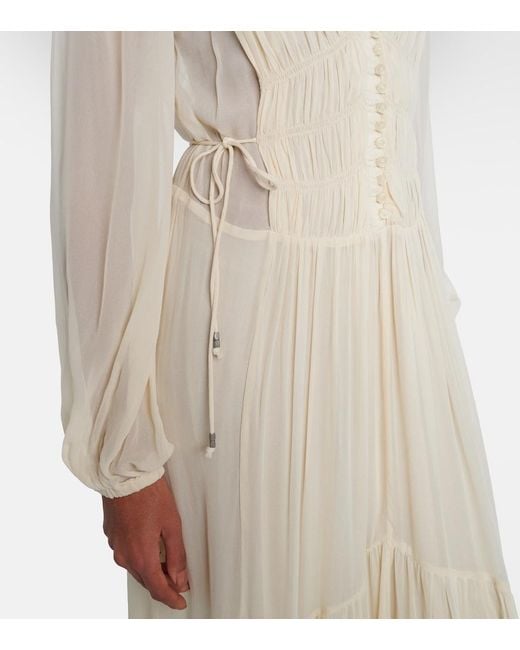 Isabel Marant Natural Briane Gathered Muslin Maxi Dress