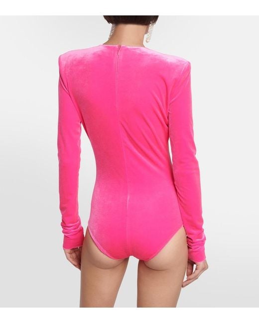Alexandre Vauthier Pink Velvet Bodysuit