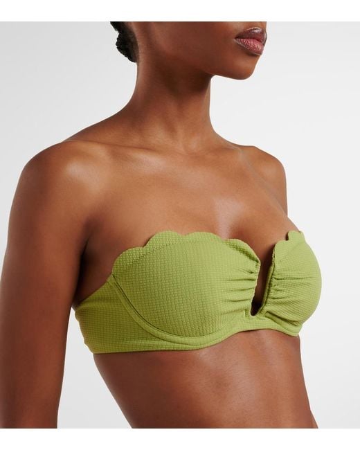 Marysia Swim Green Lisbon Scalloped Bikini Top