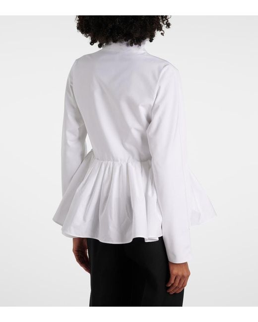 Alaïa White Peplum Cotton Poplin Jacket