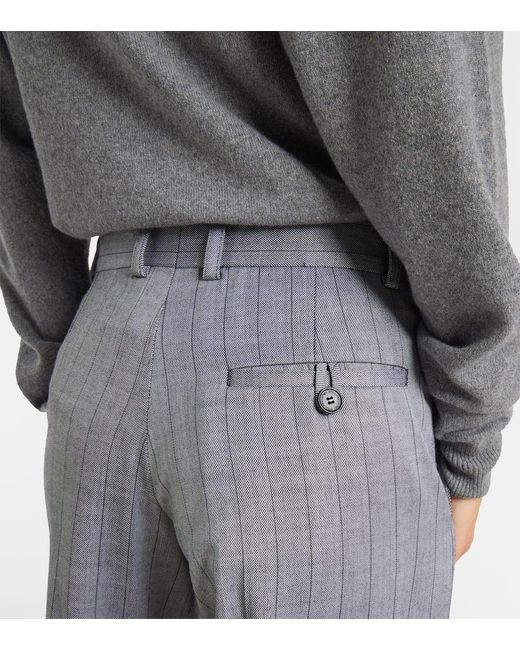 Stella McCartney Gray Striped Wool Wide-Leg Pants