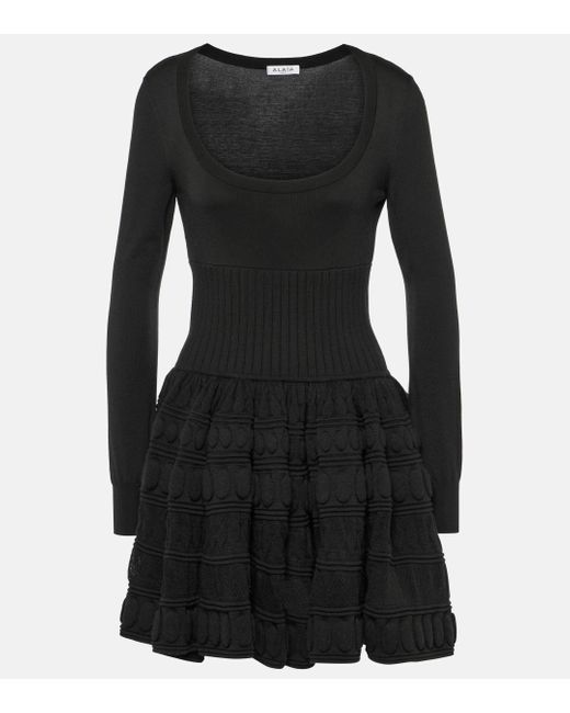 Alaïa Black Crinoline Wool-blend Minidress