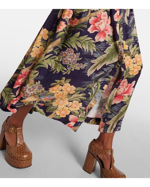 Etro Multicolor Jersey And Fil Coupe Jacquard Maxi Dress