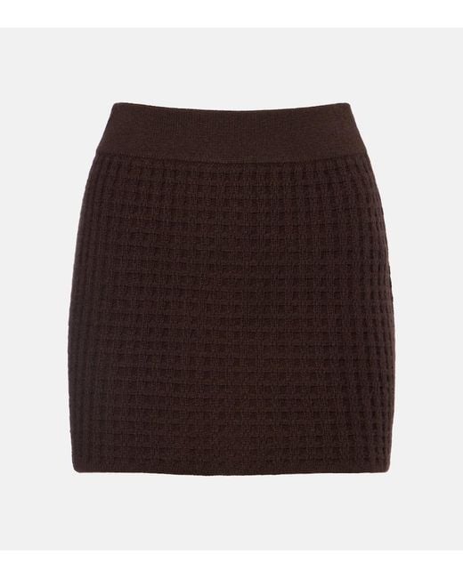Jardin Des Orangers Brown Waffle-Knit Wool And Cashmere Miniskirt