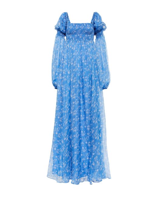 Robe longue Kinsley en soie a fleurs Caroline Constas en coloris Blue