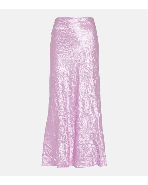 The Attico Pink Crinkled Satin Slip Skirt