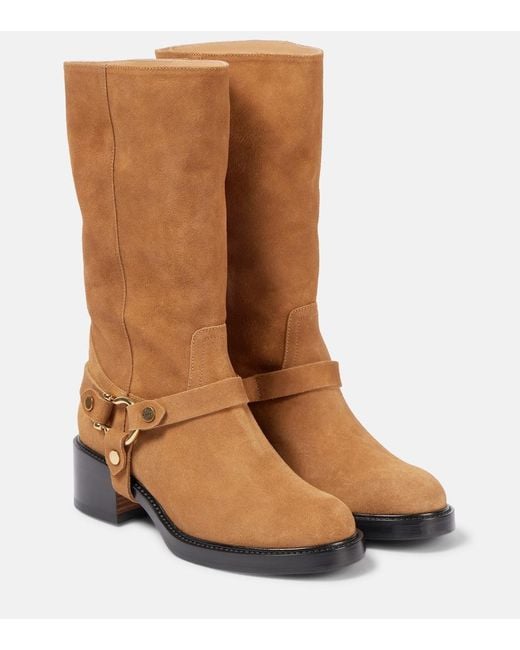 Chloé Brown Dakota Suede Biker Boots