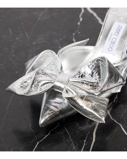 Jimmy Choo White Mules Staz 50 Aus Metallic-Leder