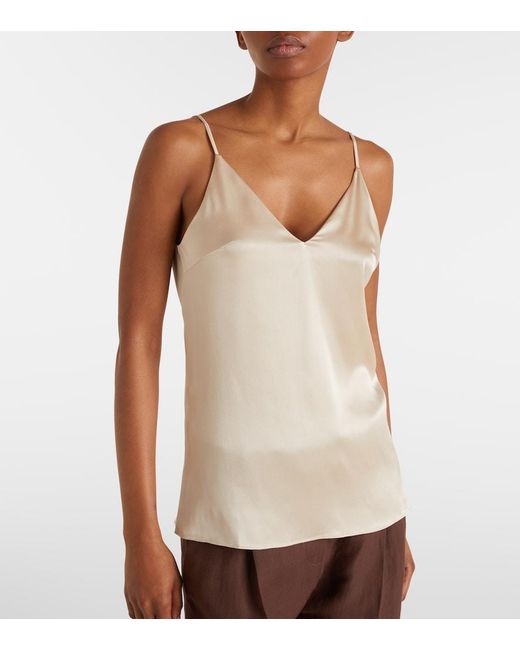 Brunello Cucinelli Natural Silk-Blend Satin Camisole