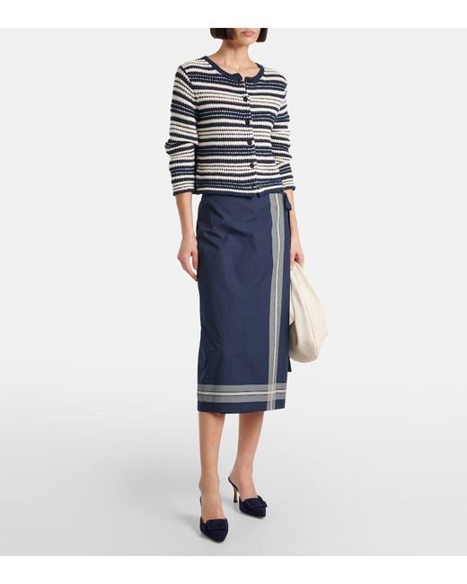 Vince Blue Striped Cotton Wrap Skirt