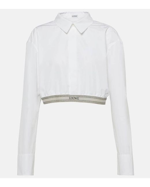 Loewe White Cropped-Bluse aus Baumwollpopeline