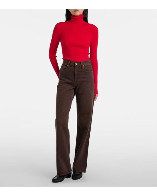 SLVRLAKE Denim Brown Grace High-Rise Wide-Leg Jeans