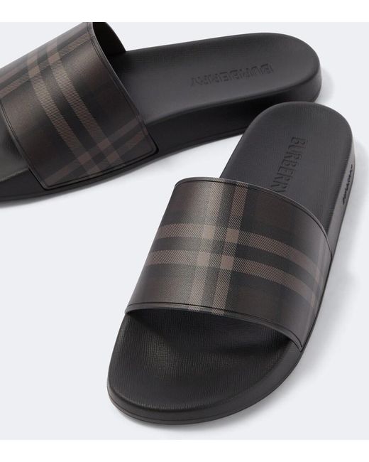 Burberry Black Check Slides for men