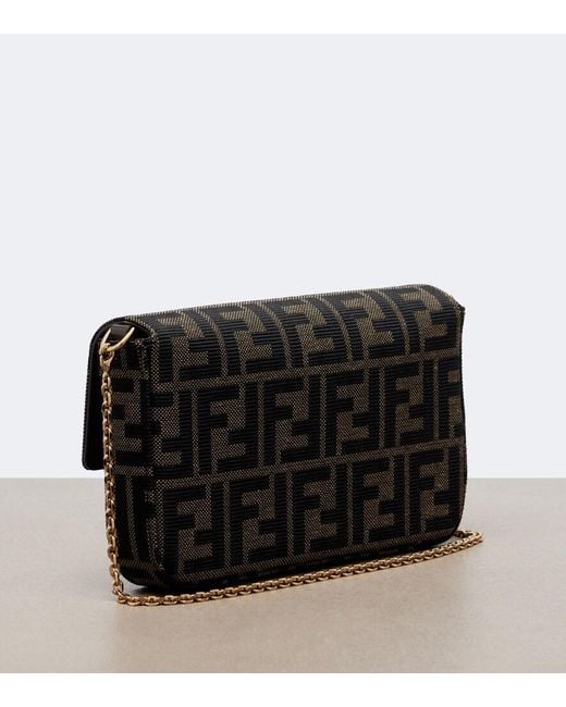Fendi Black Mini Ff Jacquard Canvas Shoulder Bag