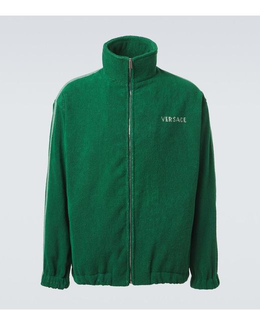 Versace Green Medusa Cotton Terry Zip-Up Sweatshirt for men