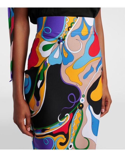 Emilio Pucci Blue Orchidee Pencil Skirt