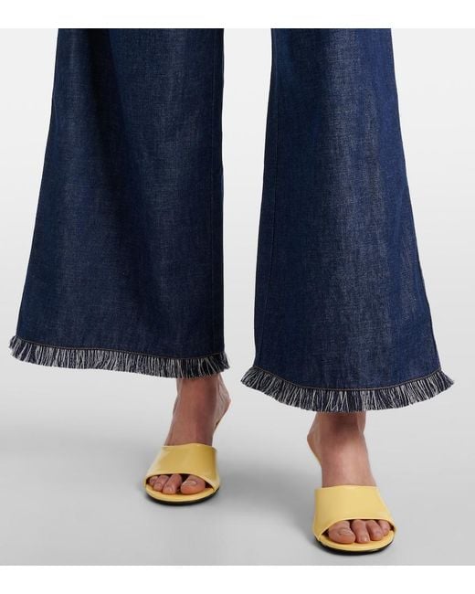 Zimmermann Blue Rhiannon Fringed Denim Wide-Leg Jeans