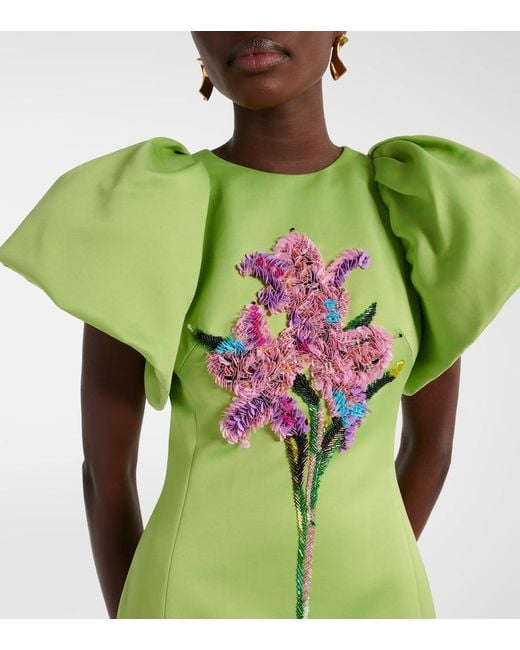 LEO LIN Green Lucinda Sequined Crepe Satin Cocktail Dress