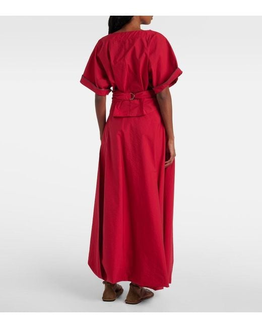 Brunello Cucinelli Red Cotton-Blend Blouse