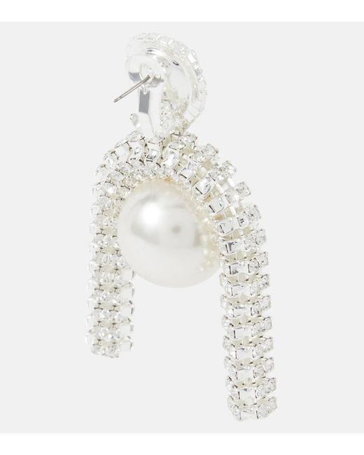 Magda Butrym White Pearl And Crystal-embellished Earrings