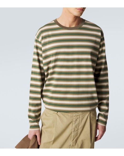 AURALEE Striped Cotton Jersey T-Shirt in Green for Men | Lyst