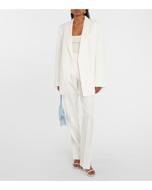 Jacquemus White Le Pantalon Tibau Side-Slit Slim Pants