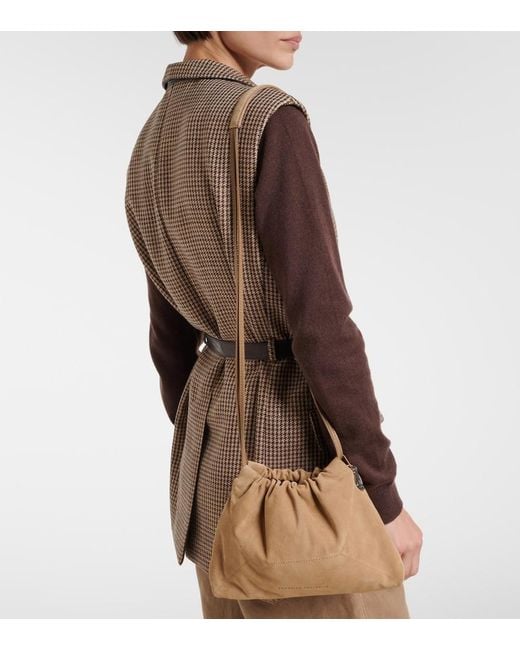 Brunello Cucinelli Brown Mellow Small Suede Shoulder Bag