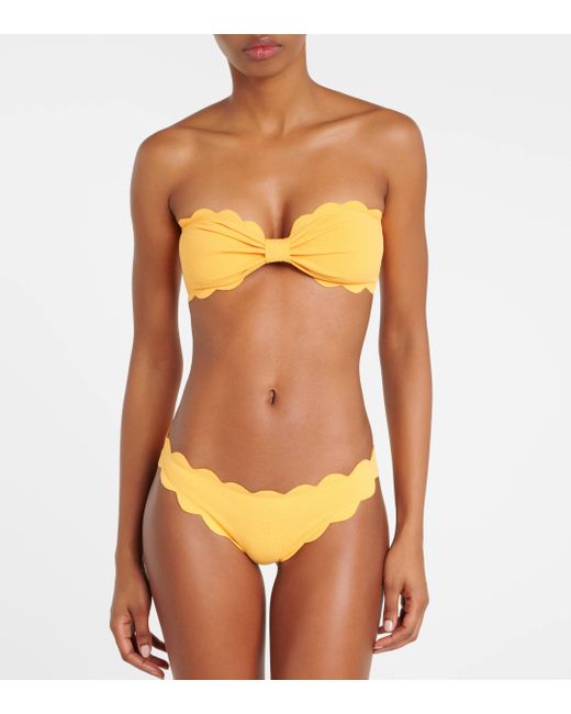 Marysia Swim Yellow Antibes Scalloped Bandeau Bikini Top