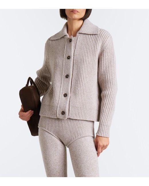 Magda Butrym Natural Ribbed-Knit Wool Shorts