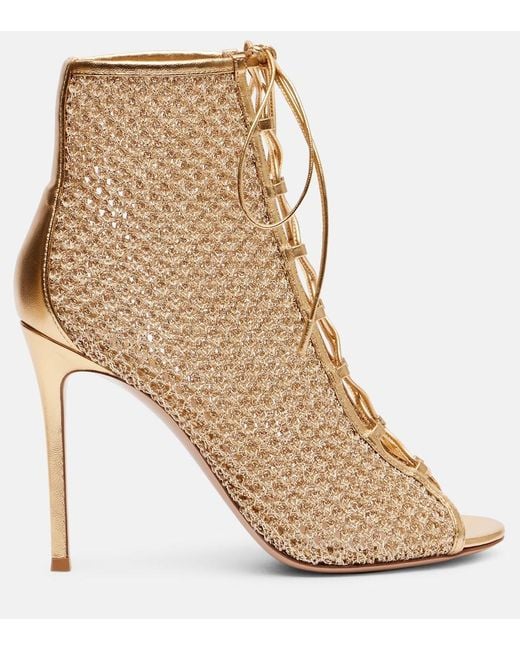 Gianvito Rossi Natural 105 Metallic Leather-Trimmed Sandals