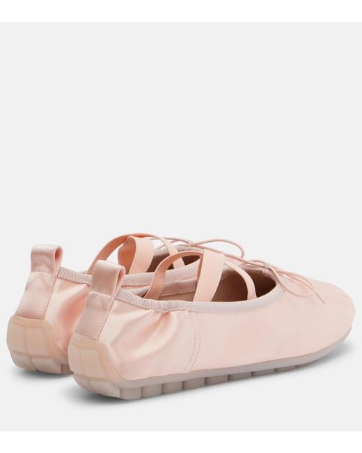Simone Rocha Pink Ballerina Grip Satin Ballet Flats