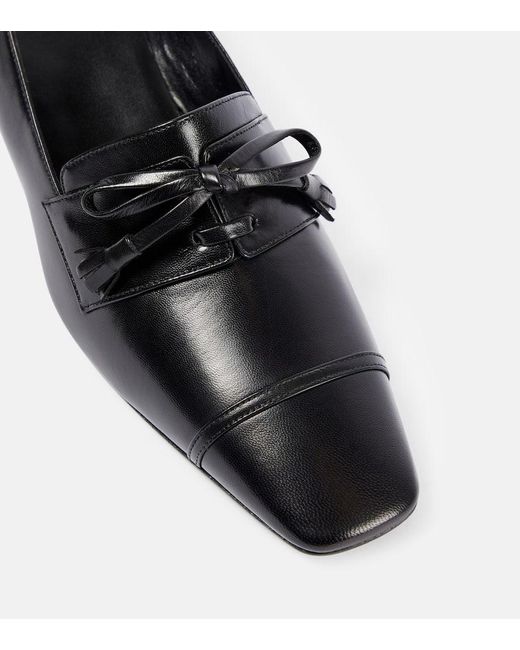 The Row Black Park Leather Loafer Pumps