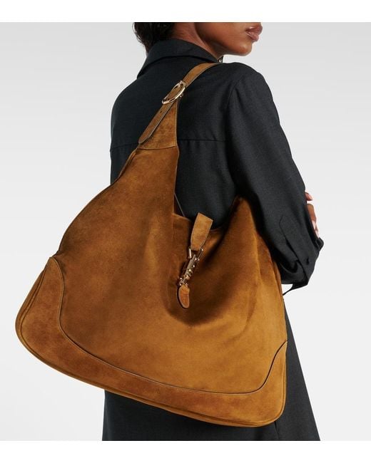 Gucci Brown Tote Bag Jackie 1961 Large Aus Veloursleder