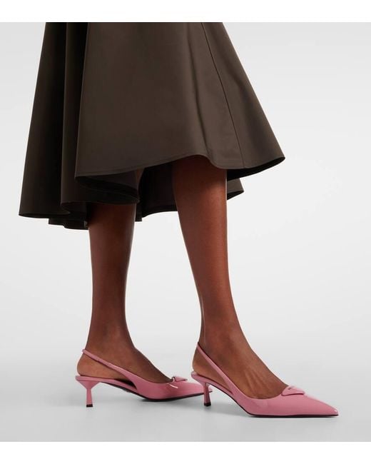 Prada Pink Patent Leather Slingback Pumps