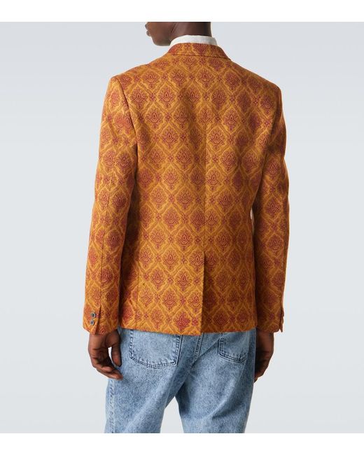 Junya Watanabe Orange Floral Single-Breasted Jacquard Blazer for men