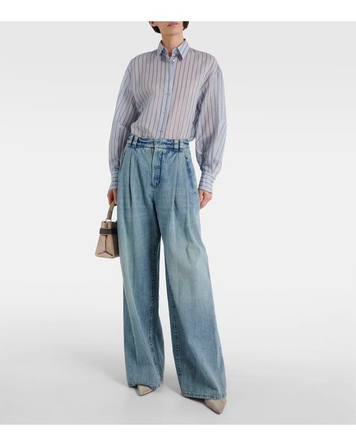Jeans anchos de tiro alto Brunello Cucinelli de color Blue