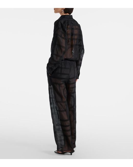 Totême  Black Cotton And Silk Voile Wide-Leg Pants