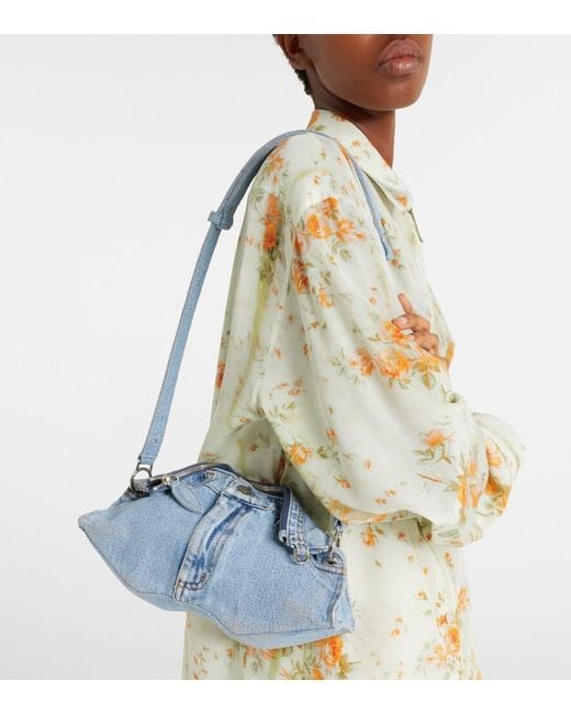 McQueen Blue Manta Small Denim Shoulder Bag