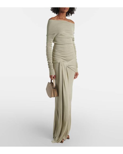 AYA MUSE Natural Off-Shoulder-Maxikleid Kora